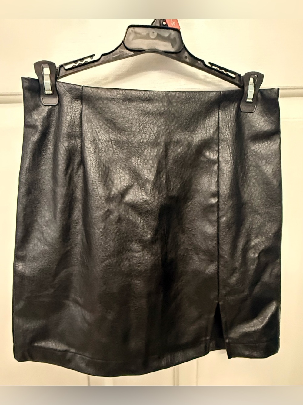 Wild Fable Black Faux Leather Mini Skirt with Front Slit